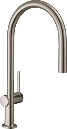 Hansgrohe 72801800 Talis M54 Смеситель для кухни 210 мм, выдвижной излив, 2 режима, S-box сталь