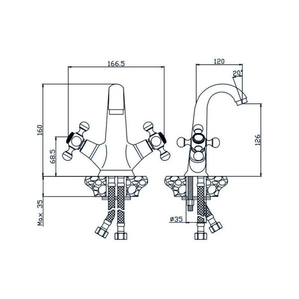 Смеситель OLIVES Girona 01100GR для раковины,хром