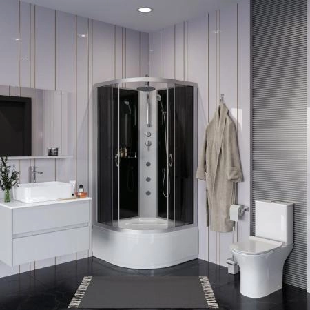 Душевая кабина Niagara NG-2507-14BKTG 800х800х2100-2400 высокий поддон 40см стекло тонированное