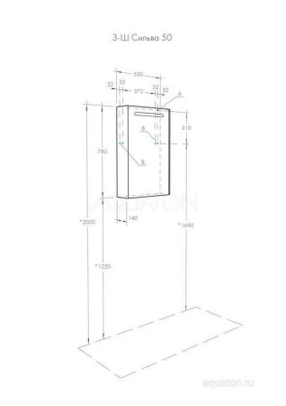 Зеркальный шкаф Aquaton Сильва 50 дуб полярный 1A215502SIW7L