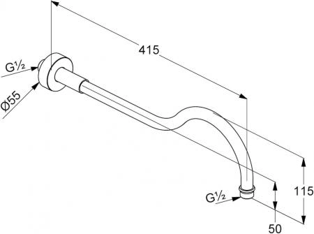 Кронштейн для верхнего душа Kludi Adlon 2751405 41.5 см цвет хром