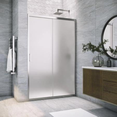 Душевая дверь Vegas-glass ZP TUR NOVO 160 08 10, профиль глянцевый хром, стекло сатин