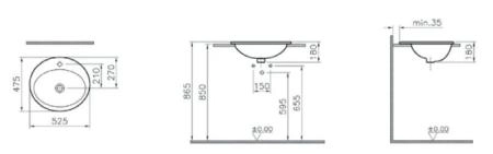 Vitra S20 5468B003-0001 раковина врезная сверху овальная 55 см