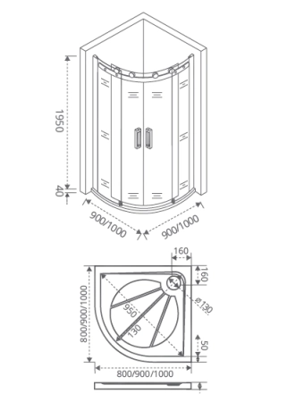 Душевой угол GOOD DOOR Galaxy R-TD-100-C-CH 100x100 см