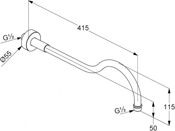 Кронштейн для верхнего душа Kludi Adlon 2751405 41.5 см цвет хром