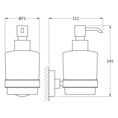 Держатель с дозатором жидкого мыла матовое стекло;  ARTWELLE Harmonie HAR 015 хром