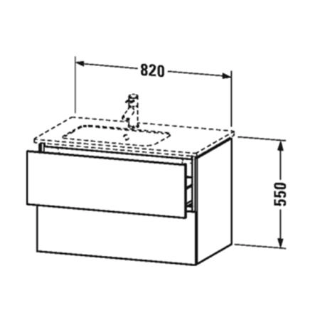 Duravit L-cube Тумба с раковиной, 82х48х55см., подвесная, с 1 отв., с 2 выдвижными ящика, цвет: белый глянец