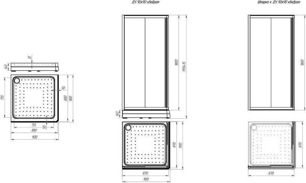 Поддон к душевому углу Дрим 90 (квадратный поддон на раме-подставке с устройством слива)