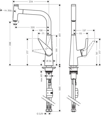 Смеситель для кухни Hansgrohe Talis Select S 300 72821800 сталь