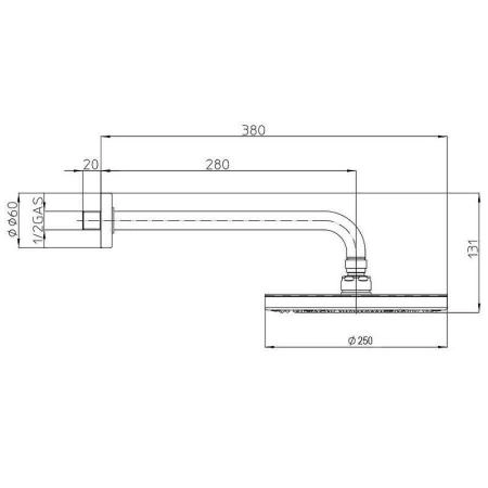 Верхний душ Bossini Elios H19412G.073 ? 250 мм, черный матовый