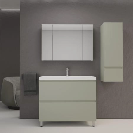Тумба напольная Style Line Манхэттен 100 ЭМАЛЬ под ASTI 100 2 ящика PLUS олива