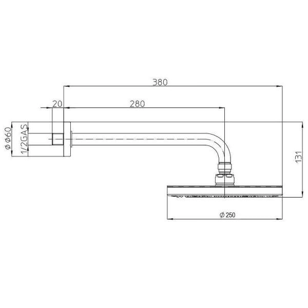 Верхний душ Bossini Elios H19412G.073 ? 250 мм, черный матовый