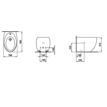 Laufen Alessi One Биде напольное 390x585x415мм, с 1 отв. под смеситель, с покр. LLC, цвет: белый