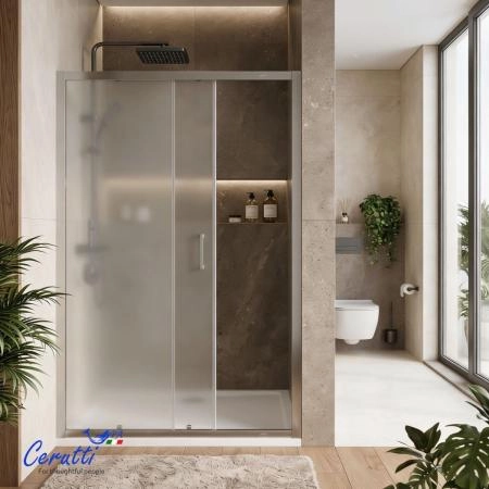 Душевая дверь СeruttiSPA GLORIA D120F (120x195) стекло матовое, алюм. полир.проф. БЕЗ ПОДДОНА