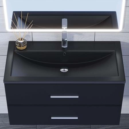 Раковина кварцевая Uperwood Foster Quartz 90 см, черная матовая, космос