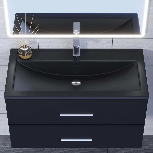 Раковина кварцевая Uperwood Foster Quartz 90 см, черная матовая, космос