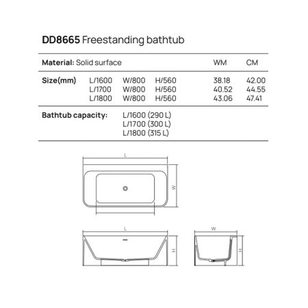 Dea Design Modern Ванна 160х80х56см., отдельностоящая, Solid Surface, цвет: Black №16