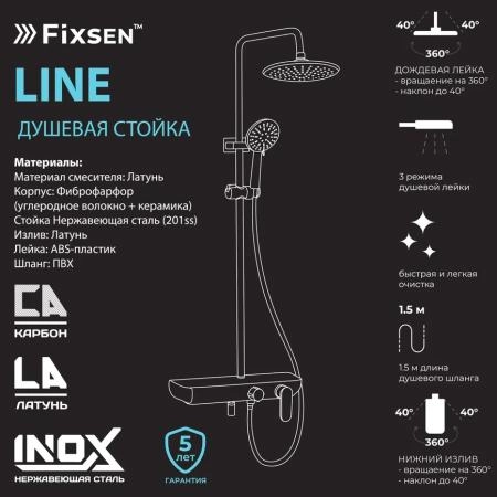 Душевая система FIXSEN LINE FX-9200B, черная+золото