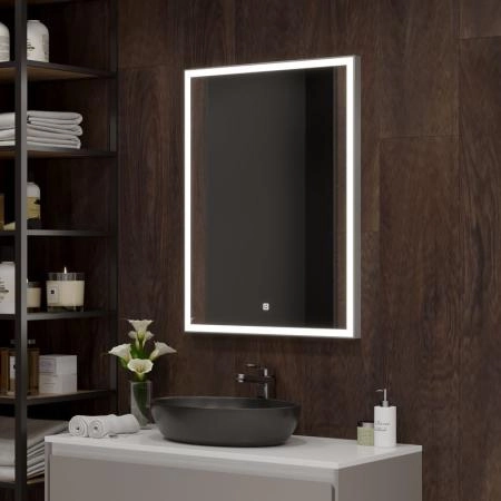 Зеркало Континент Frame Silver LED 600х800 ЗЛП891 с подсветкой
