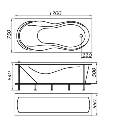 Акриловая ванна 1Marka Enna 170х75 см без гидромассажа