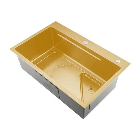 Кухонная мойка GAPPO GS7246-3 с коландером, золотой сатин