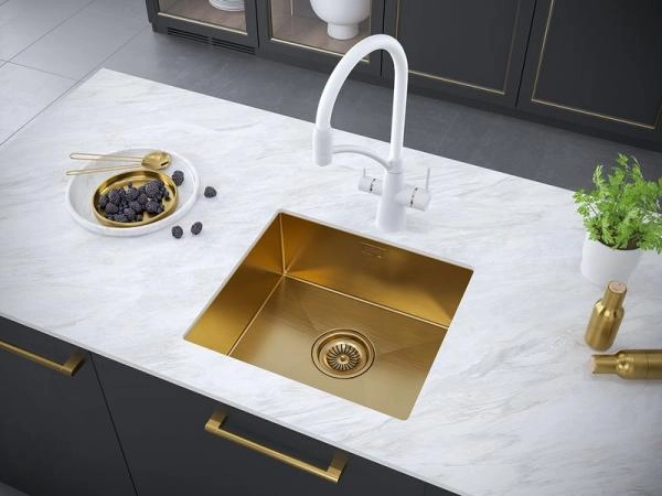 Кухонная мойка Paulmark WESER PM804844-BG брашированное золото 480х440мм нерж. Сталь