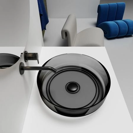 Раковина прозрачная Vincea VBS-6T16B, 450*450*130, накладная, цвет черный смола