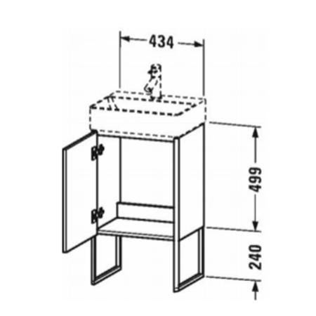 Duravit XSquare Тумба напольная, 43.4х34х73.9см, с раковиной, 1 стек полка, 1 дверца правая, цвет: белый глянц