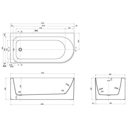 Ванна акриловая Azario Luton 170x80x58 свободностоящая левая (LUT17080 L)