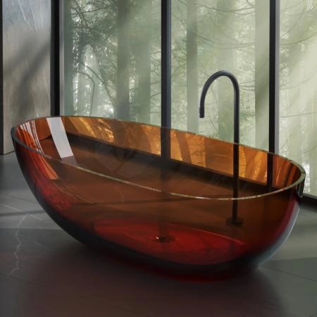 Dea Design Modern Ванна 150x76x54см., отдельностоящая, Glasstech, прозрачная смола, цвет: Sunset R1