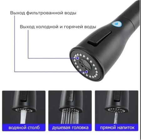 Смеситель Gappo G4399-76 для кухни фильтр д/питьевой воды черный