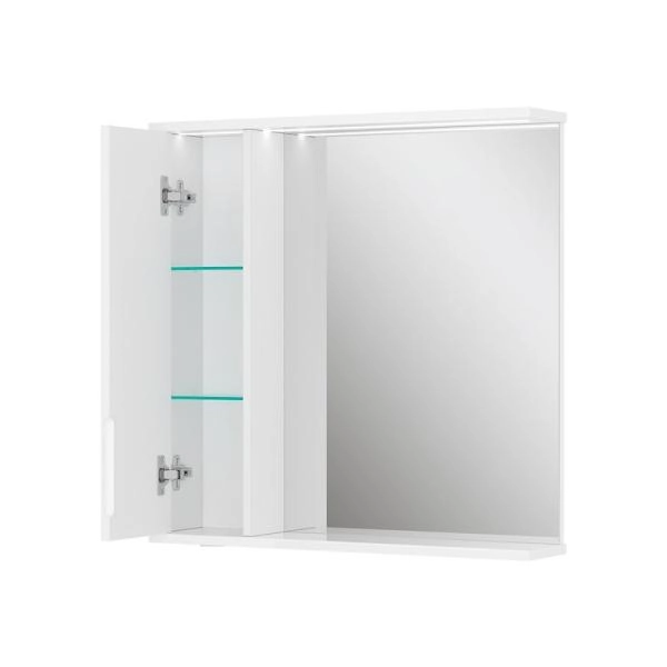 Зеркало-шкаф с LED подсветкой Volna Lake 70 левое (белый)