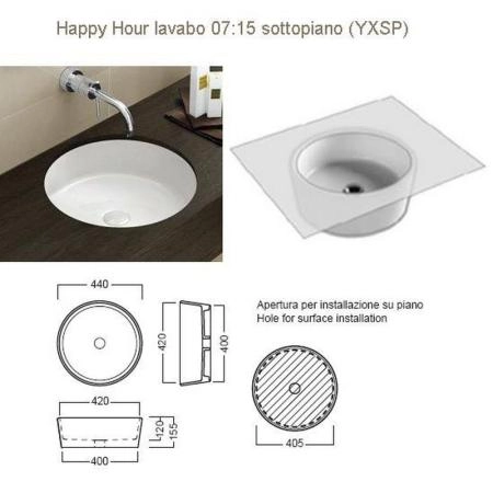 Раковина Hatria HappyHour YXSP без отв.-44x44