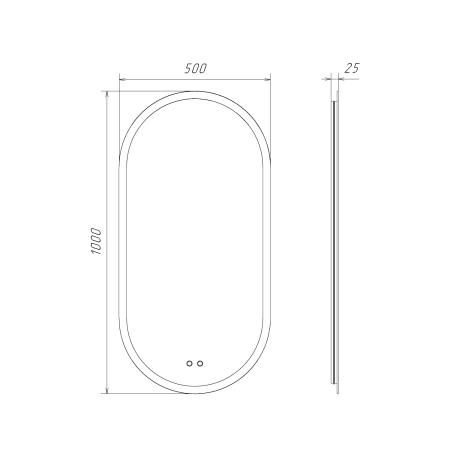 Зеркало Comforty Опал 00-00014222CF овальное 50x100 со светодиодной подсветкой холодный свет контактный сенсор антизапотевание