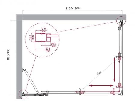 Душевой уголок BelBagno LUCE 130x100 прозрачное стекло 6 мм профиль хром LUCE-AH-21-130/100-C-Cr