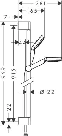 Душевой гарнитур Hansgrohe Crometta 1jet, 0,90 м 26537400 хром-белый