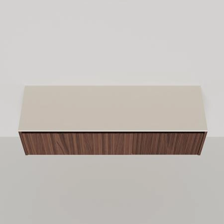 Salini Domino Тумба со столешницей, 160х50х40см., из S-Stone в сборе, крепеж; сифон; фасад: шпон орех, столешница: Ral9001