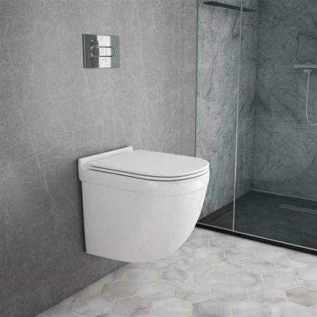 Унитаз подвесной Jaquar Solo, безободковый, сиденье и крышка slim SLS-WHT-6953BIUFSM