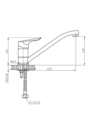 Смеситель для кухонной мойки ESKO CAIRO CI 05 хром