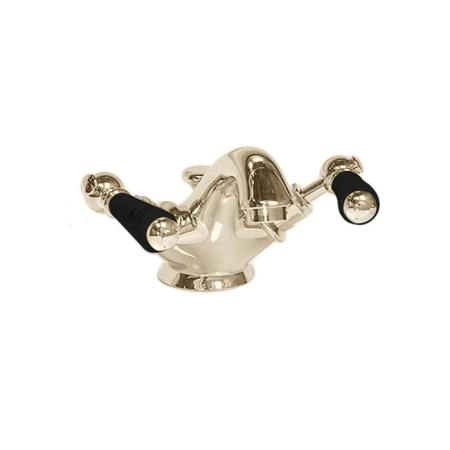 Devon Black Dandy Смеситель для раковины на 1 отв, с донным клапаном  ручки черные цвет: светлое золото