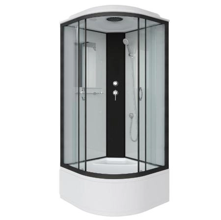 Душевая кабина Niagara Classic NG-6708-14 (900х900х2150) высокий поддон(45см) стекло ПРОЗРАЧНОЕ черные профиля