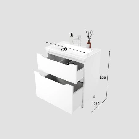 Тумба напольная Style Line Марелла 70 (2 ящ.) Люкс антискрейтч белый матовый, PLUS