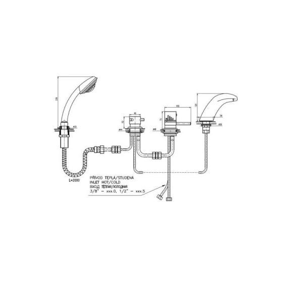 Смеситель Rav Slezak DUNAJ TERMOSTAT DT271.5P на борт ванны на 4 отверстия, с керам. Переключ