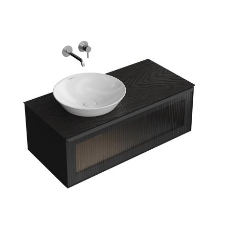 Тумба Kerama Marazzi ICONICO ИКОНИКО IC.100.1\BLK подвесная 100 с рифленым стеклом, 1 ящик, черная