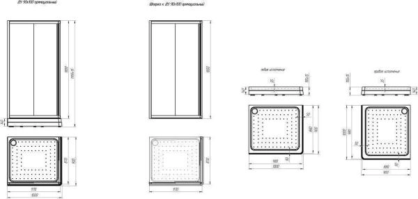 Поддон к душевому углу Дрим 90х100 (левое исполнение, прямоугольный поддон на раме-подставке с устройством слива)