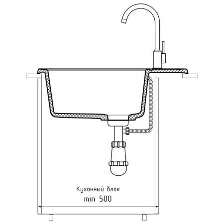 Кухонная мойка GranFest QUARZ 58, черный