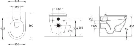 Унитаз Kerama Marazzi MODULA МОДУЛА MO.wc.02 подвесной безободковый с крепежом, белый глянцевый