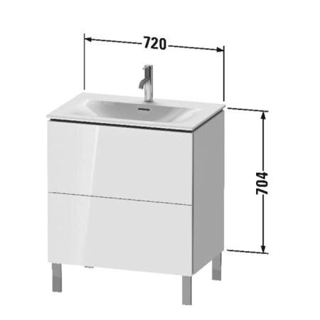 Duravit L-Cube База напольная 72x48.1x70.4см с раковиной, 2 ящика, цвет: глянцевый белый
