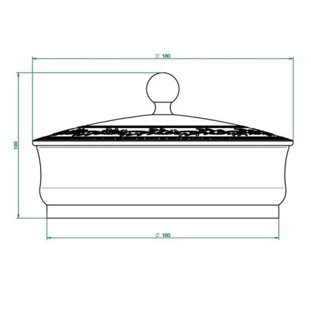 THG MARQUISE BLANC DECOR PLATINE Китайская лакированная коробка с белой керамической крышкой Ø180 мм., big size, декор платина, цвет: серебро