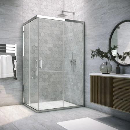 Душевой уголок Vegas-glass ZA-F TUR NOVO 100*70 08 01, профиль глянцевый хром, стекло прозрачное